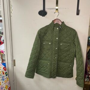 J. crew full zip + snap, green, cotton lightweight ladies size small jacket